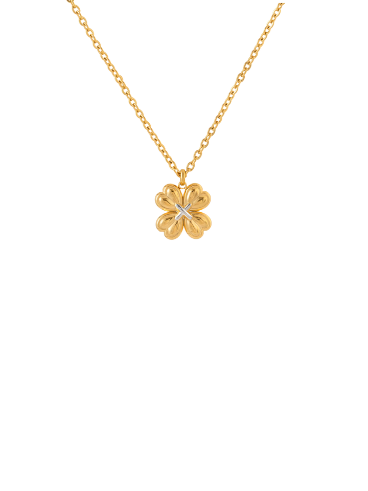 Collar Con Dije Trebol Cuatro Hojas Combinado