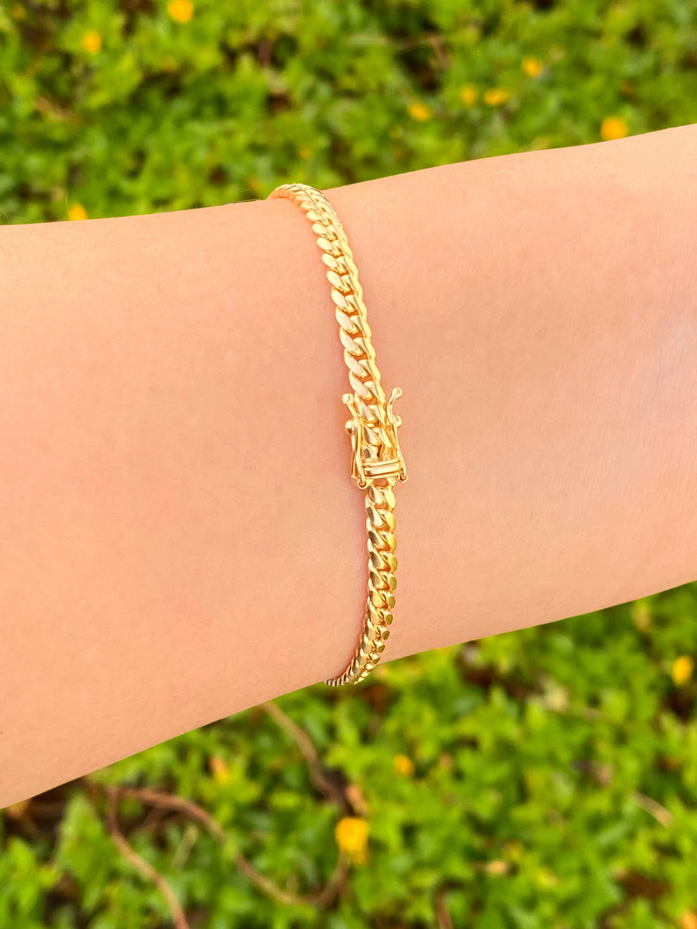 Pulsera Eslabon Cubano 4 mm Oro 14k
