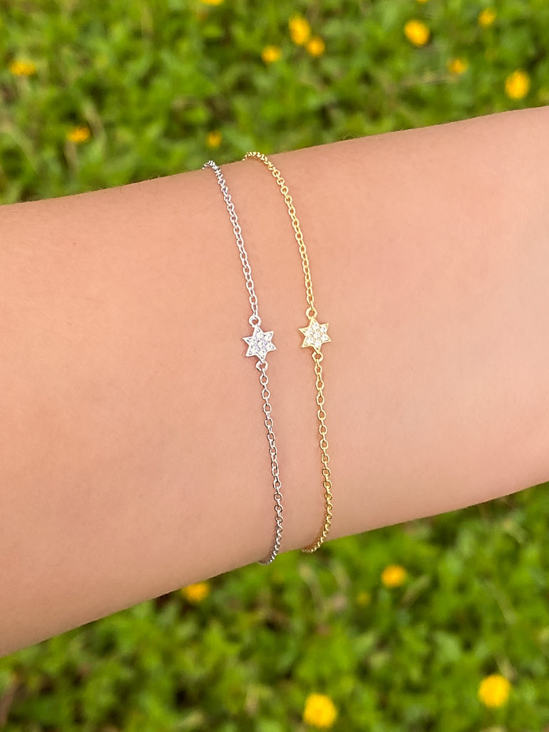 Pulsera Mini Estrella Seis Picos Con Zirconia