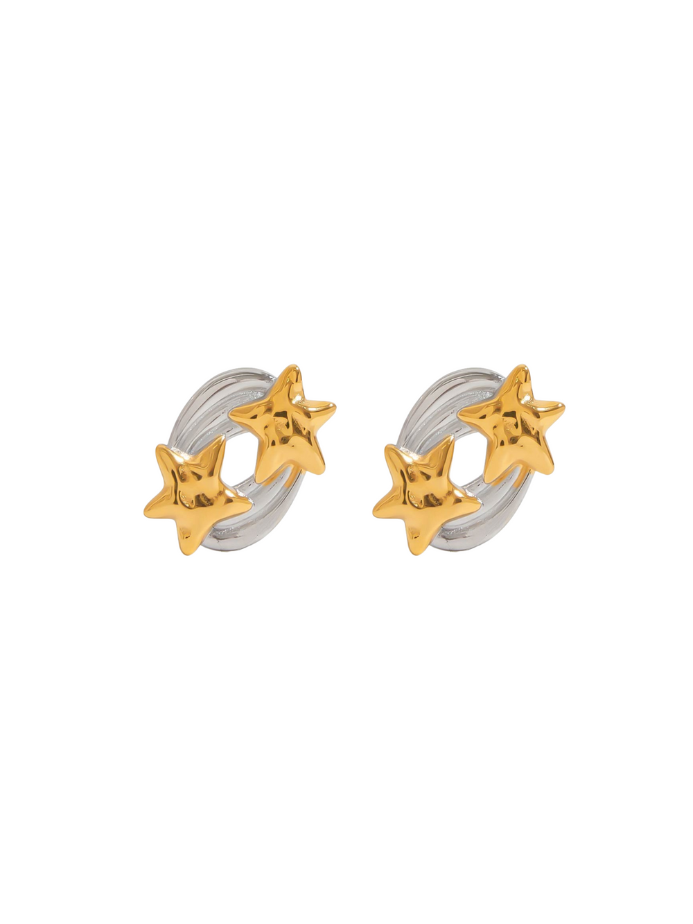 Par Arete Ovalado Con Dos Estrellas