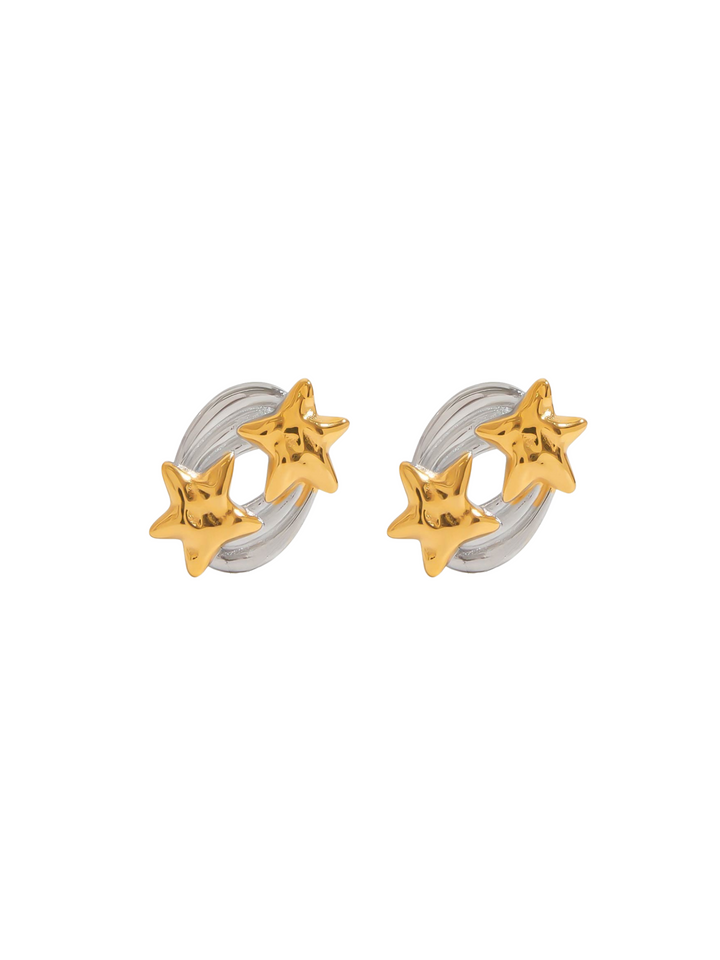 Par Arete Ovalado Con Dos Estrellas