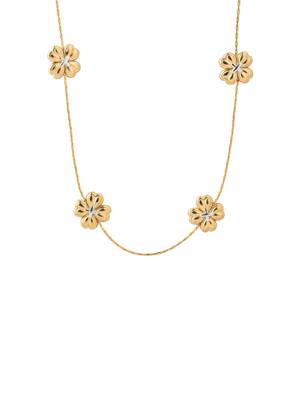 Collar Con Treboles Cuatro Hojas Combinado