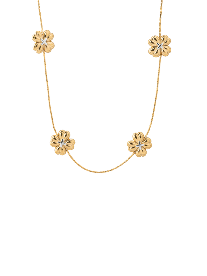 Collar Con Treboles Cuatro Hojas Combinado