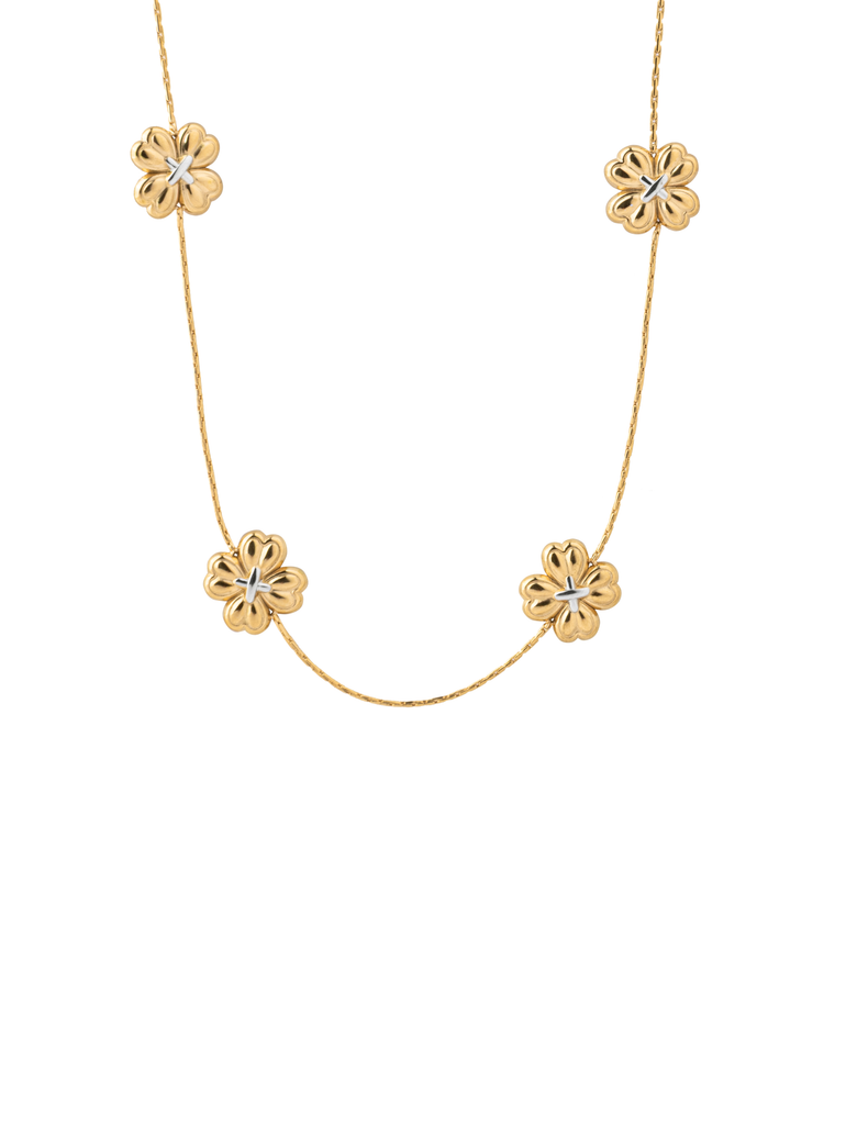 Collar Con Treboles Cuatro Hojas Combinado