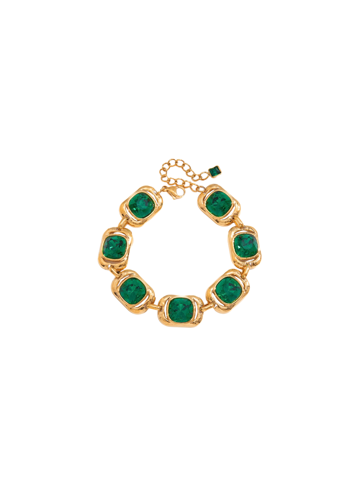 Pulsera Eslabones Con Zirconia Verde
