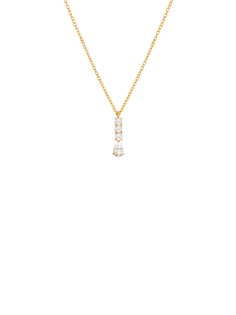 Collar Con Linea Tres Zirconias Y Gota