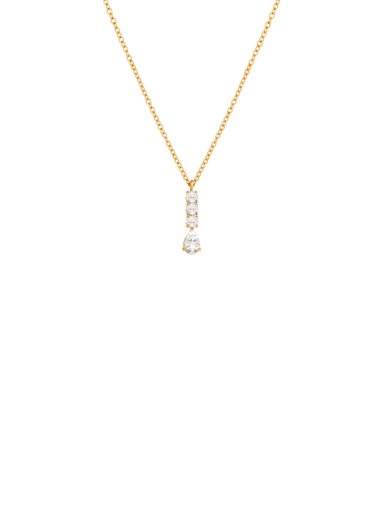 Collar Con Linea Tres Zirconias Y Gota