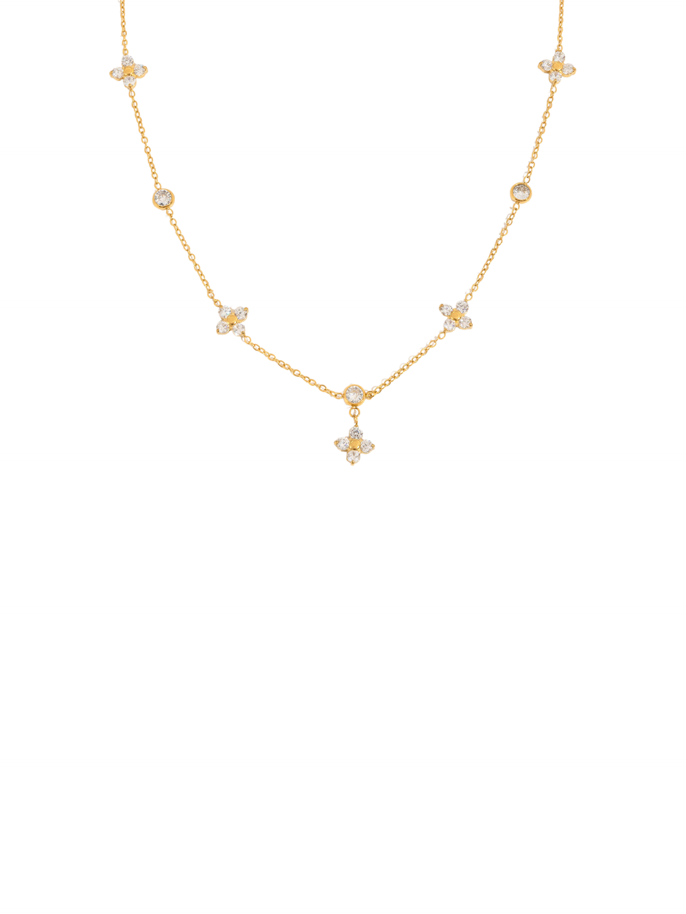 Collar Con Trebol Cuatro Zirconias