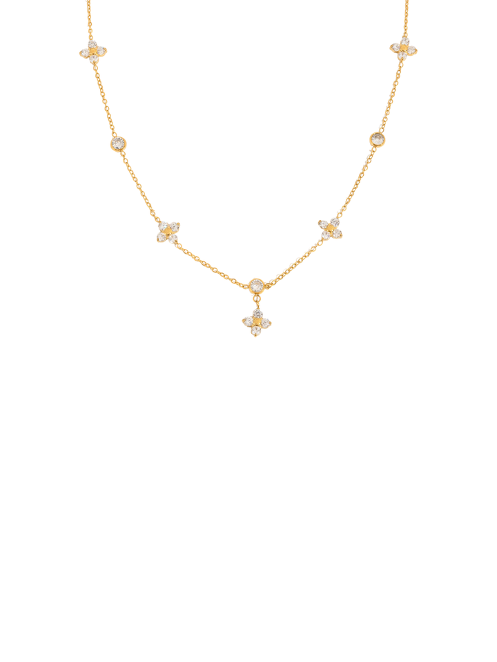 Collar Con Trebol Cuatro Zirconias