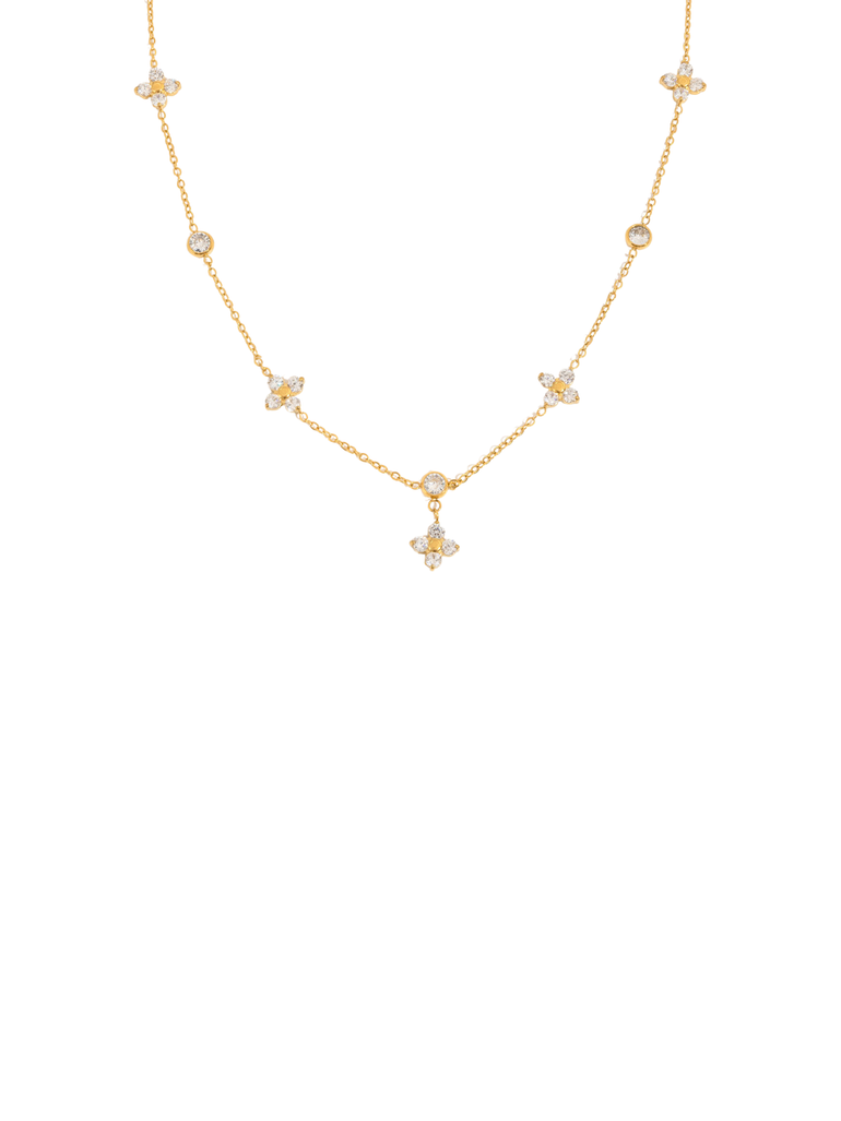 Collar Con Trebol Cuatro Zirconias