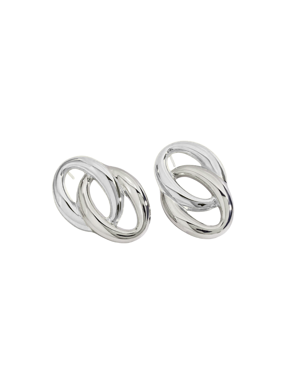 Par Arete Doble Ovalo Enlazado Combinado