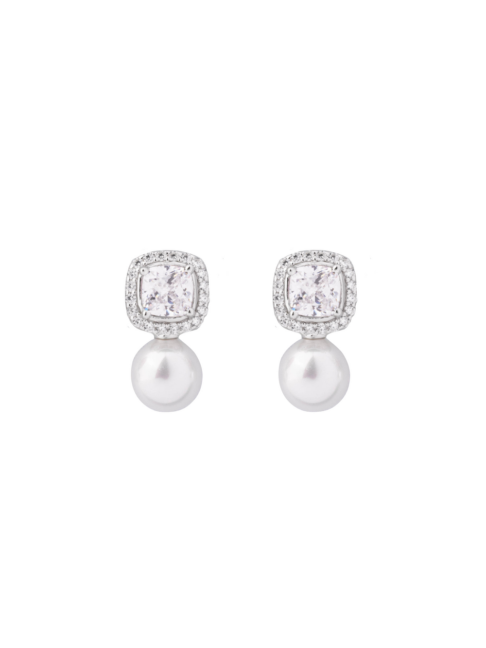 Par Arete Cuadrado Con Perla