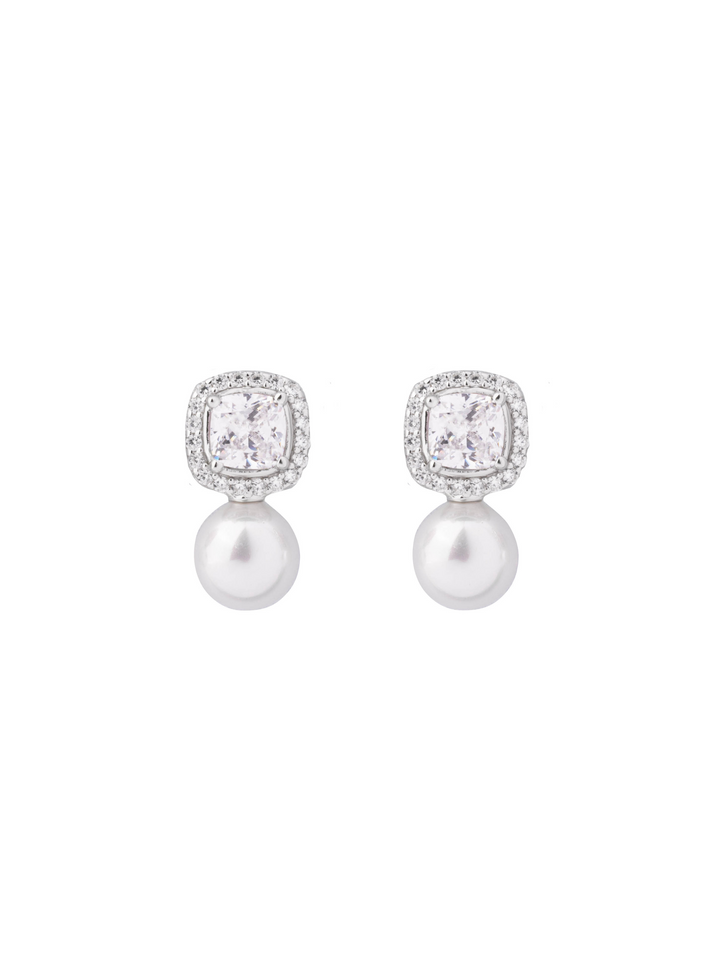 Par Arete Cuadrado Con Perla