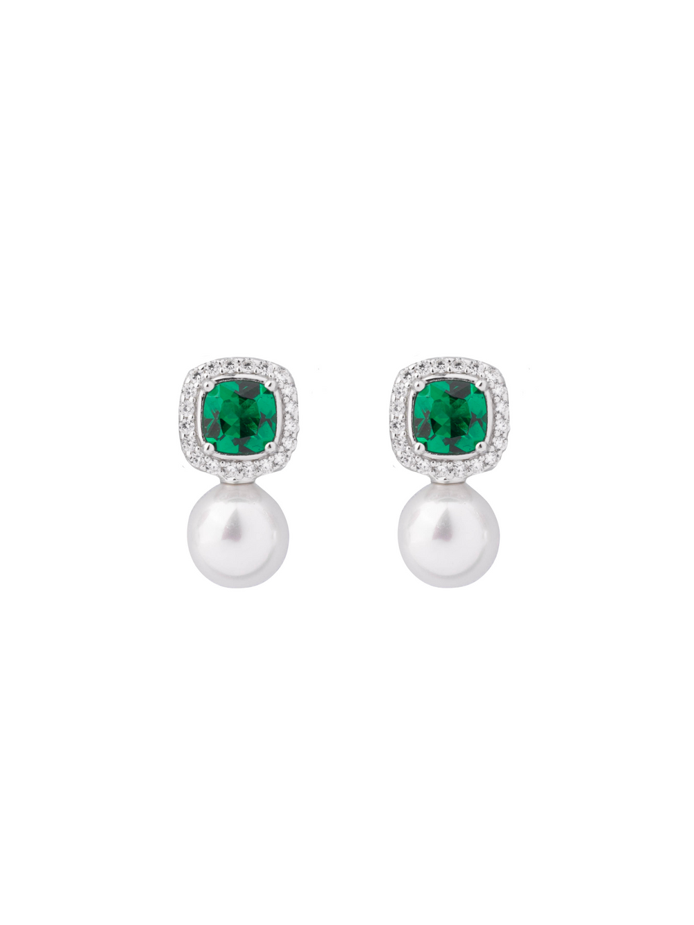 Par Arete Cuadrado Con Perla
