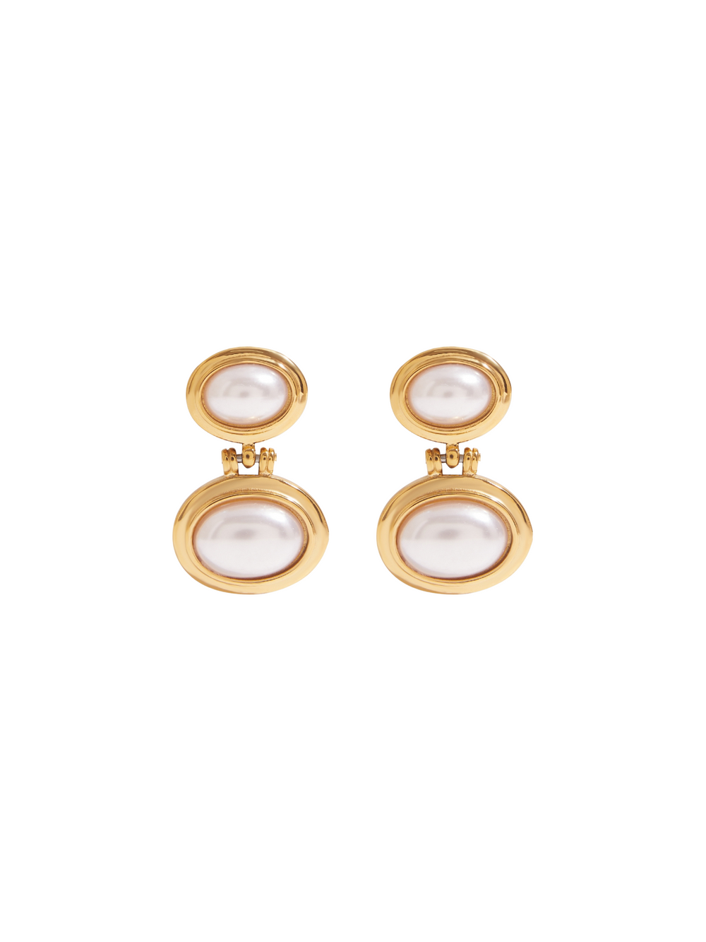 Par Arete Doble Ovalo Con Perla