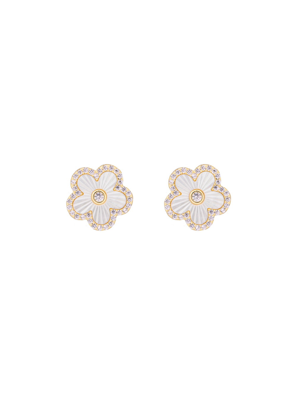 Par Arete Flor Con Contorno Zirconias