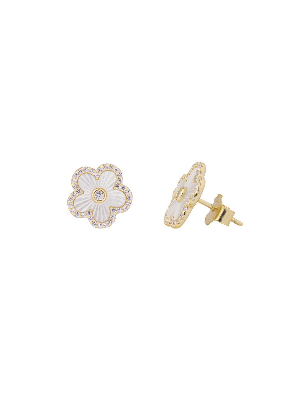 Par Arete Flor Con Contorno Zirconias