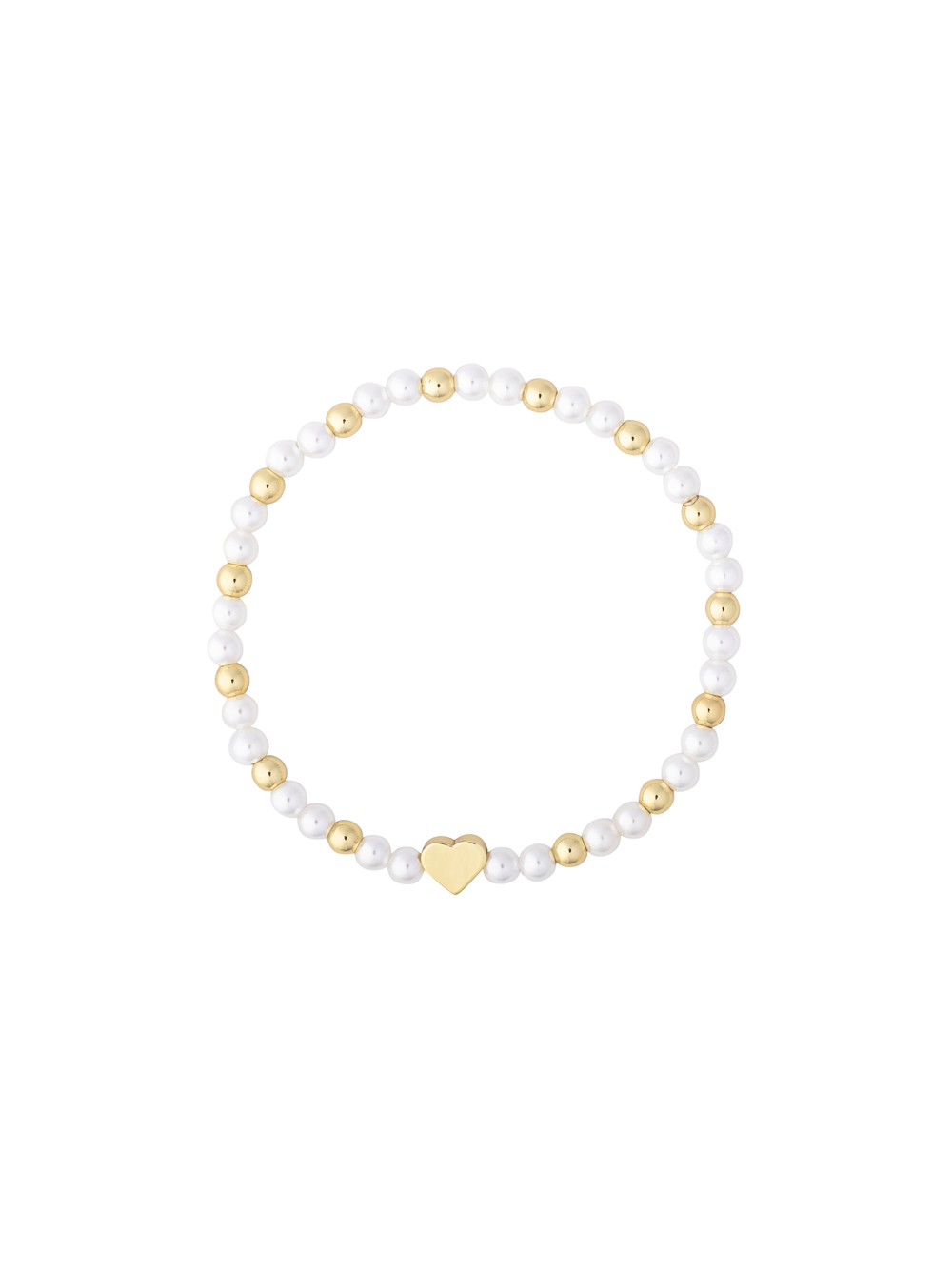 Pulsera Perlas Y Bolitas Con Corazon