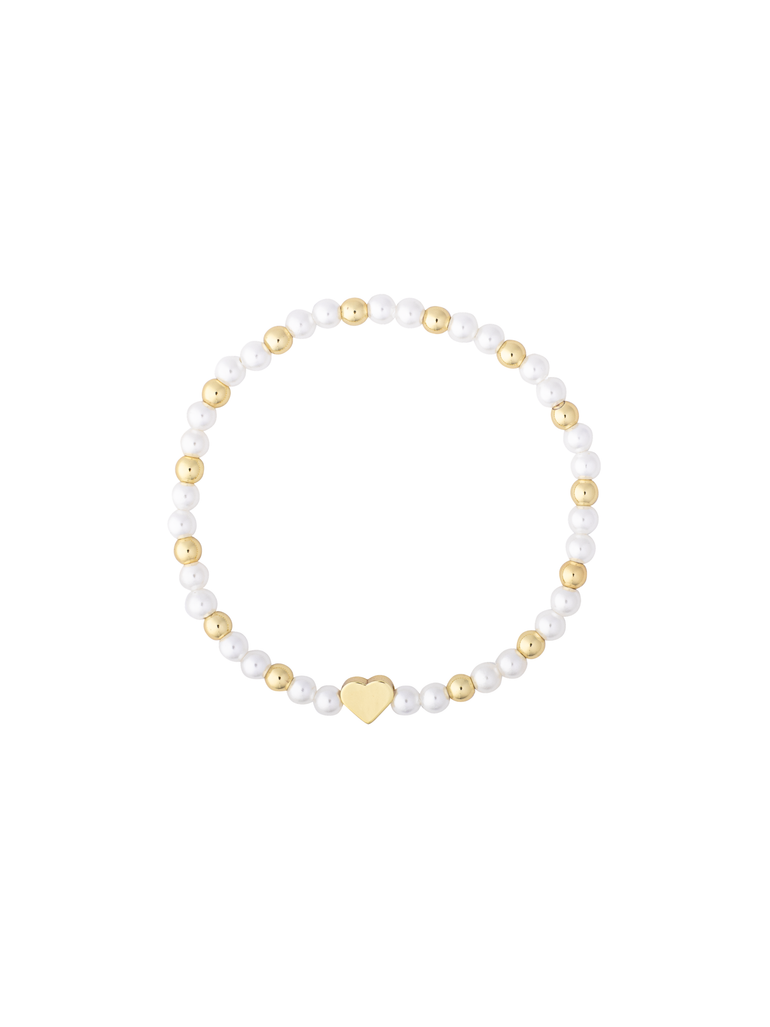 Pulsera Perlas Y Bolitas Con Corazon