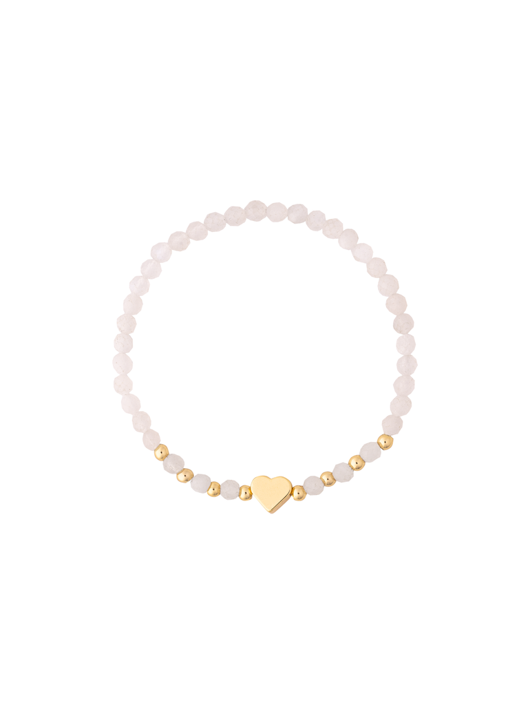 Pulsera Piedras Naturales Con Corazon Dorado