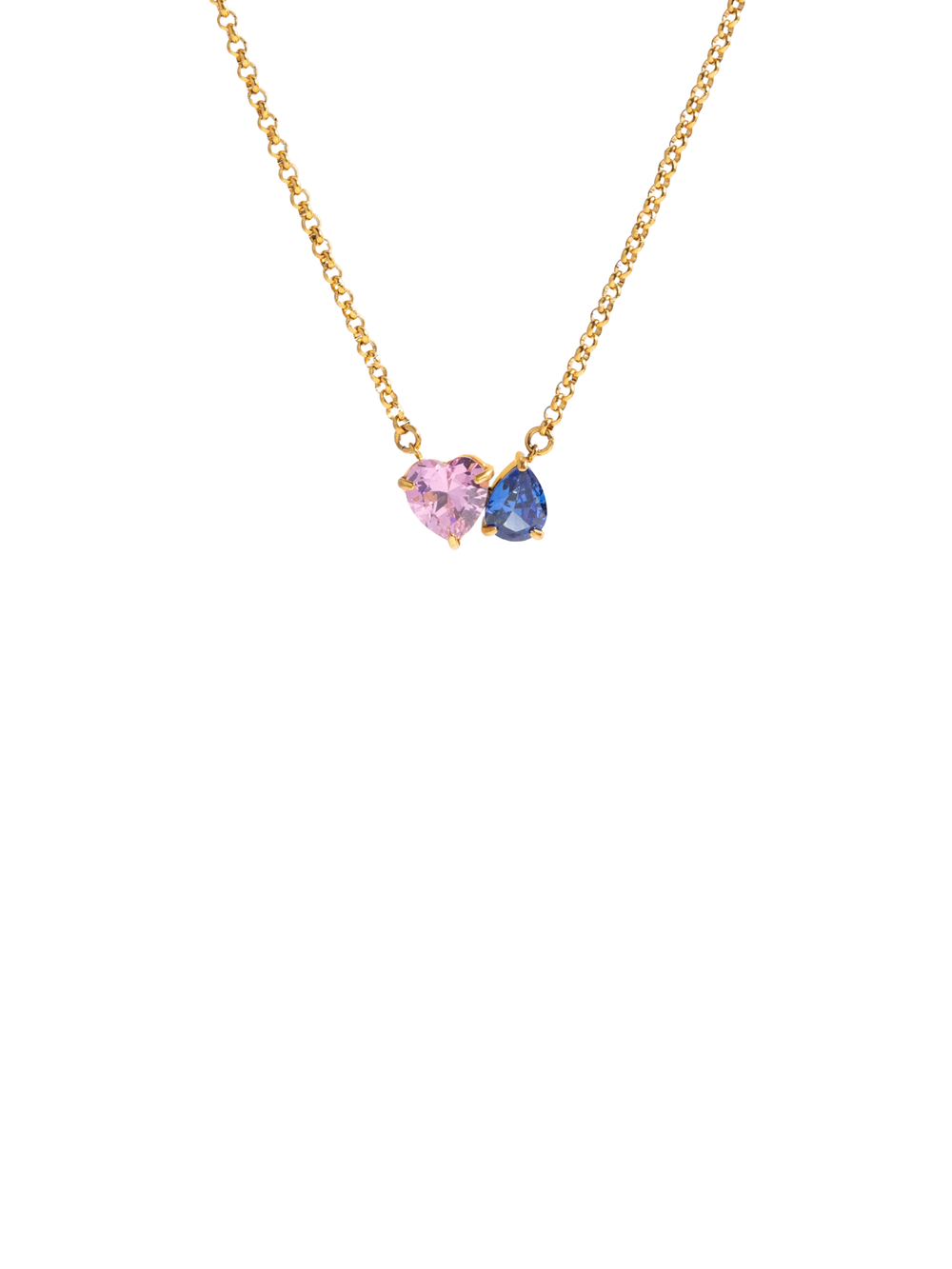 Collar Con Corazon Rosa y Gota Azul