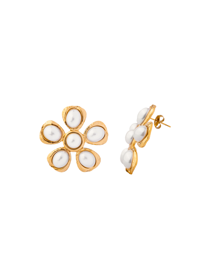 Par Arete Flor Petalos Perla