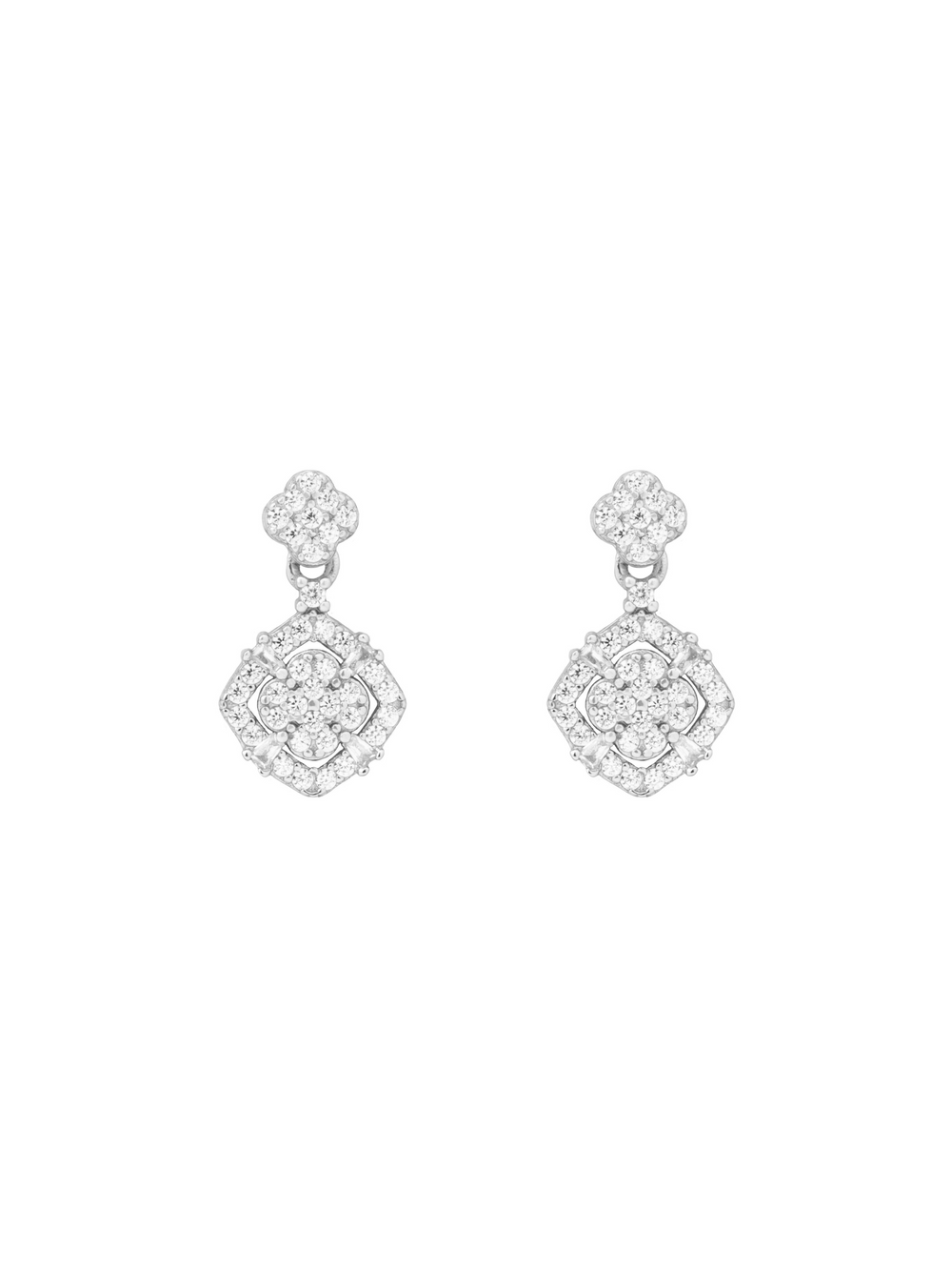 Par Arete Flor Con Rombo Zirconias