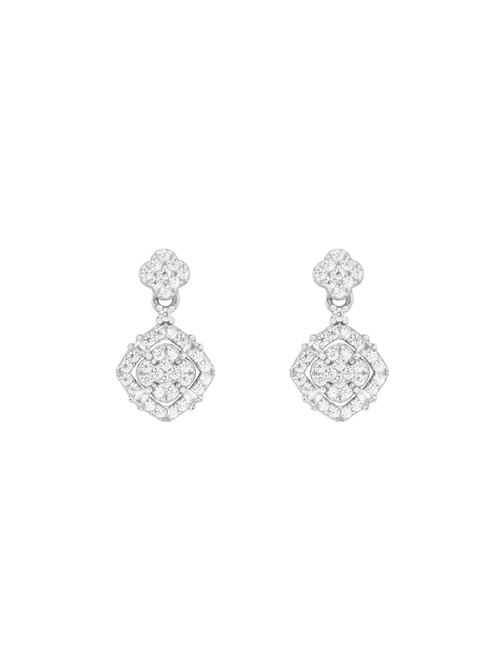 Par Arete Flor Con Rombo Zirconias