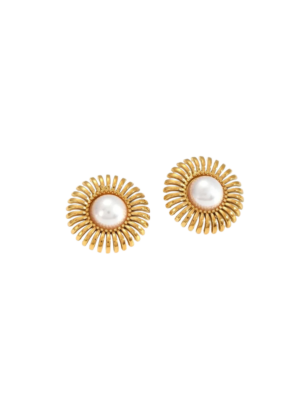 Par Arete Flor Con Piedra Central