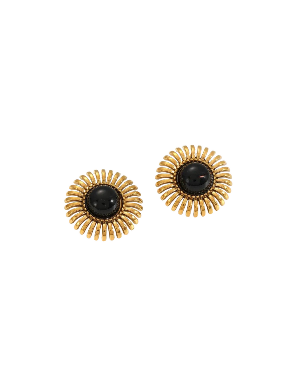 Par Arete Flor Con Piedra Central