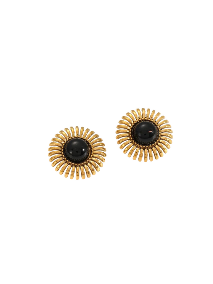 Par Arete Flor Con Piedra Central