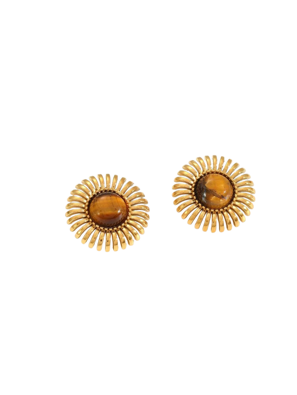 Par Arete Flor Con Piedra Central