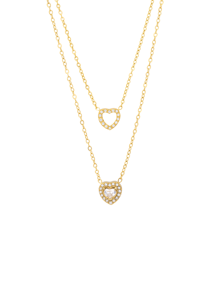 Collar Doble Con Corazones