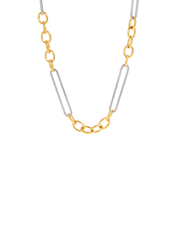 Collar Combinado Eslabones Rectangulares Y Ovalados