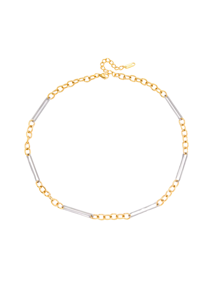 Collar Combinado Eslabones Rectangulares Y Ovalados