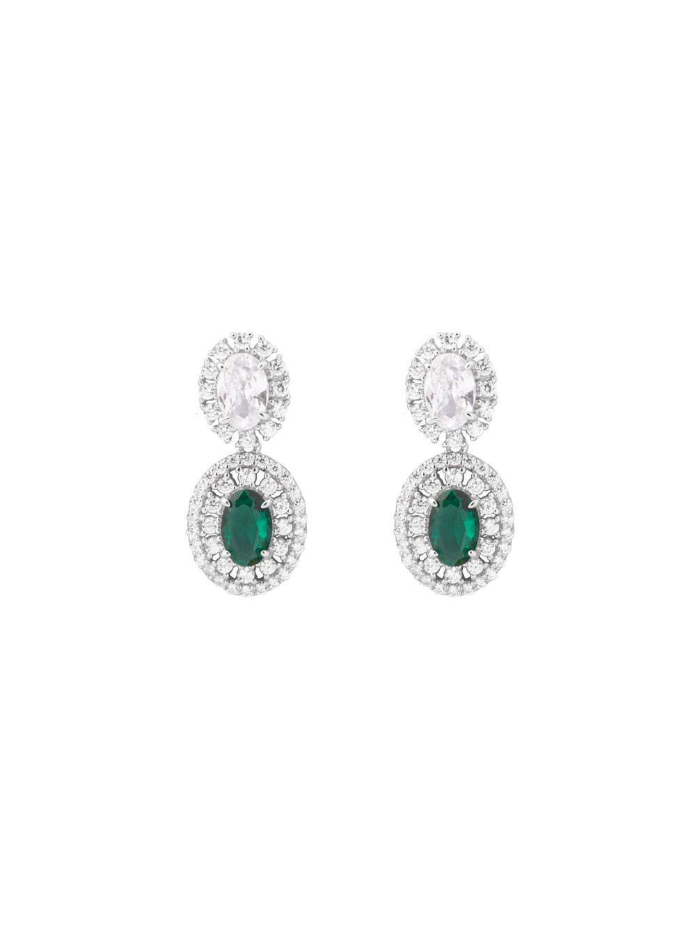 Par Arete Doble Ovalo Con Zirconias