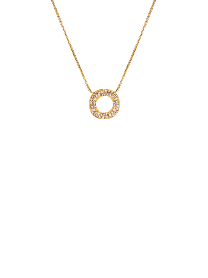 Collar Dije Contorno Circulo Zirconias