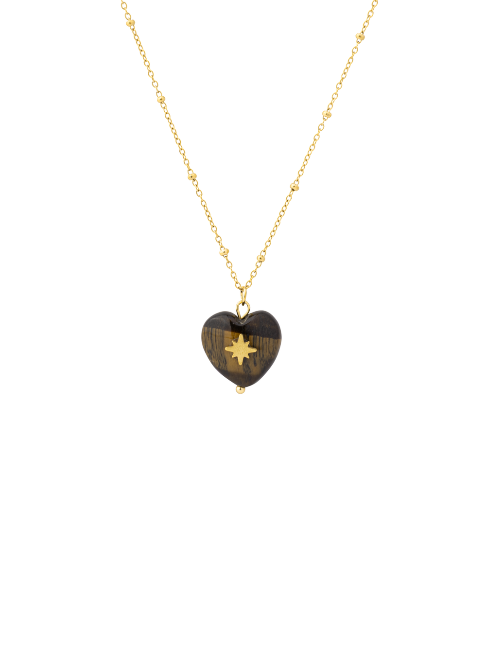 Collar Dije Corazon Piedra Ojo De Tigres