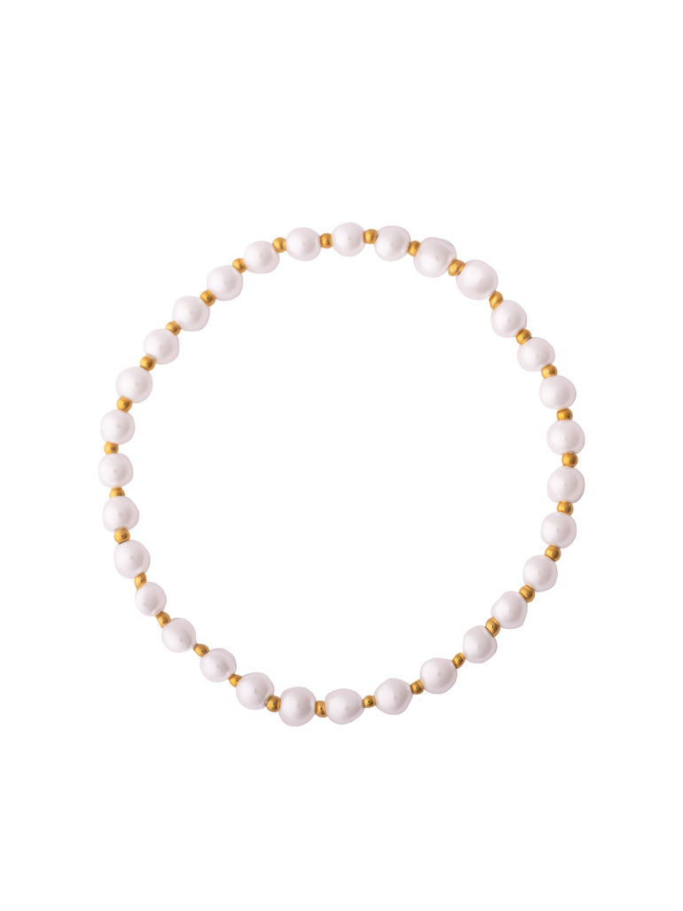 Pulsera Perlas Y Bolitas Doradas