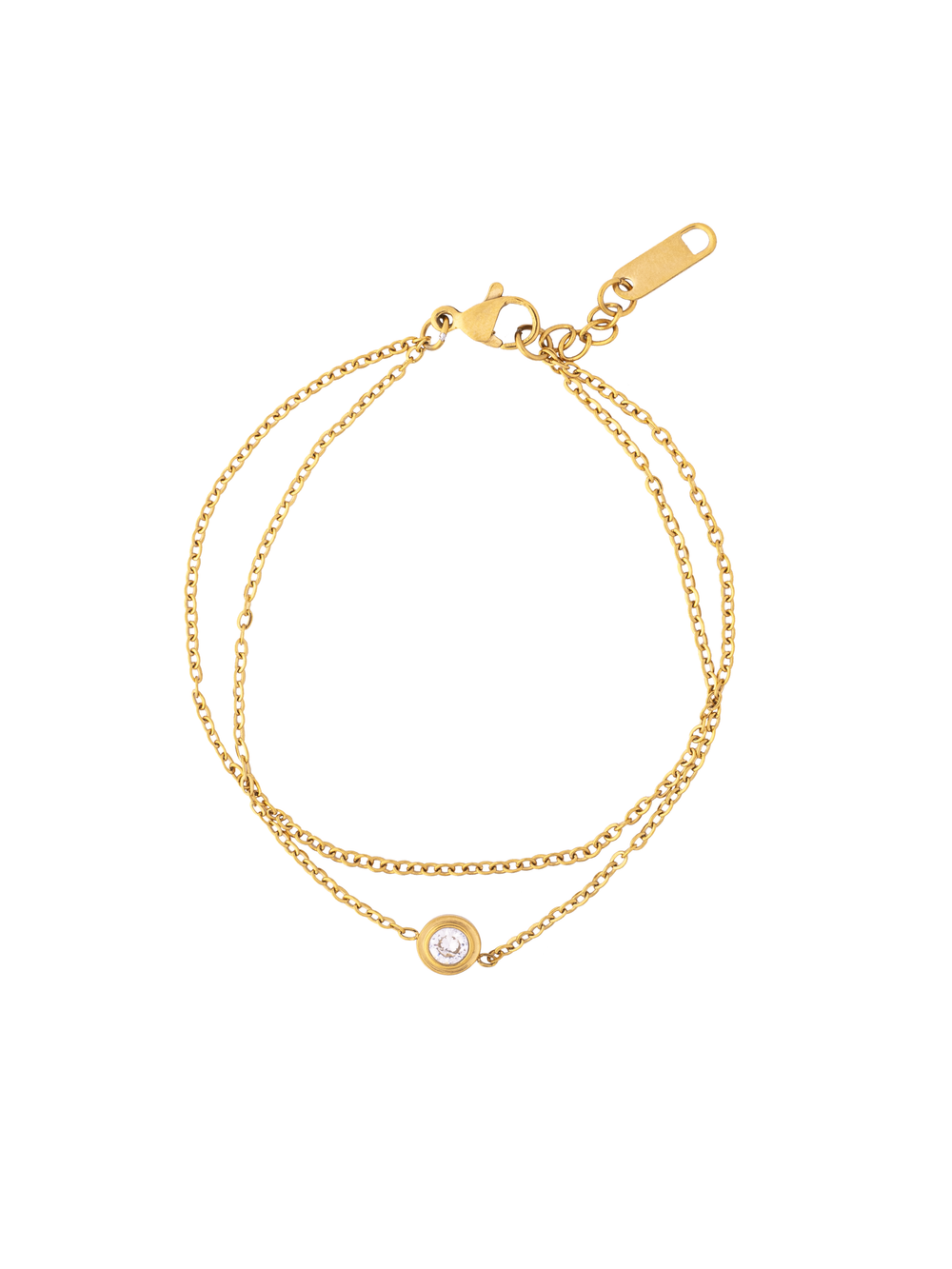 Pulsera Doble Con Zirconia Bisel
