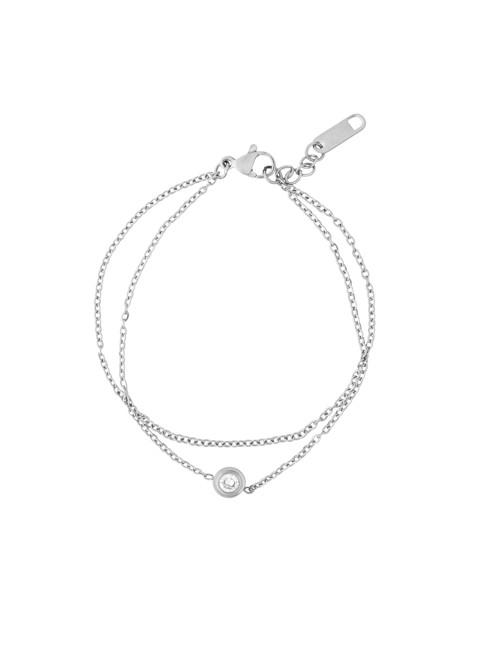 Pulsera Doble Con Zirconia Bisel