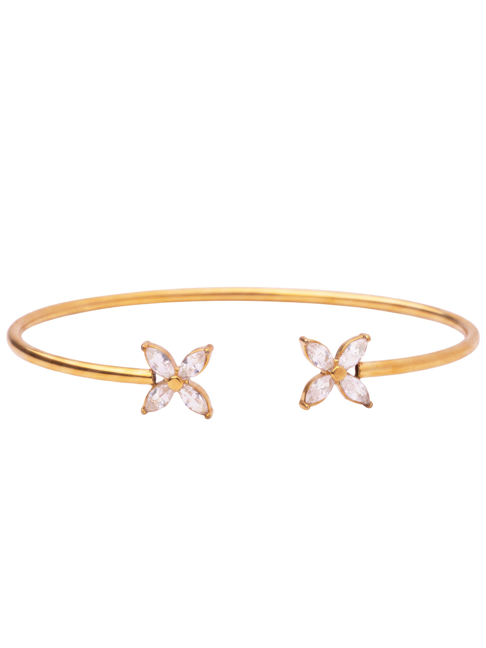 Brazalete Abierto Doble Flor Zirconia