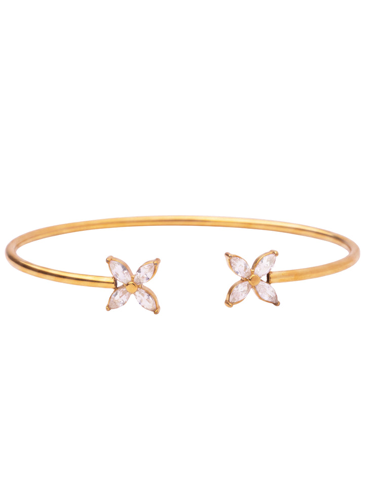Brazalete Abierto Doble Flor Zirconia
