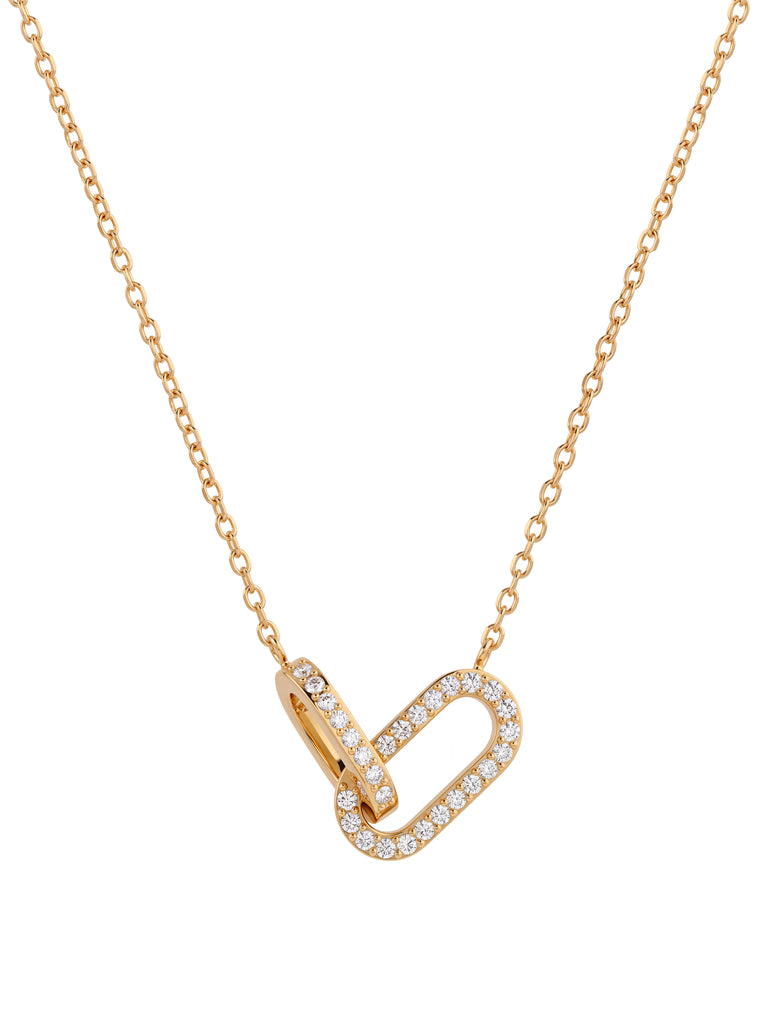 Collar Doble Dije Rectangular Zirconias Enlazado