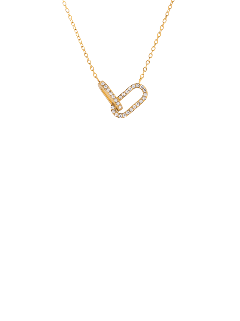 Collar Doble Dije Rectangular Zirconias Enlazado