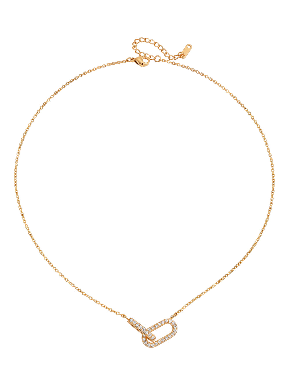 Collar Doble Dije Rectangular Zirconias Enlazado
