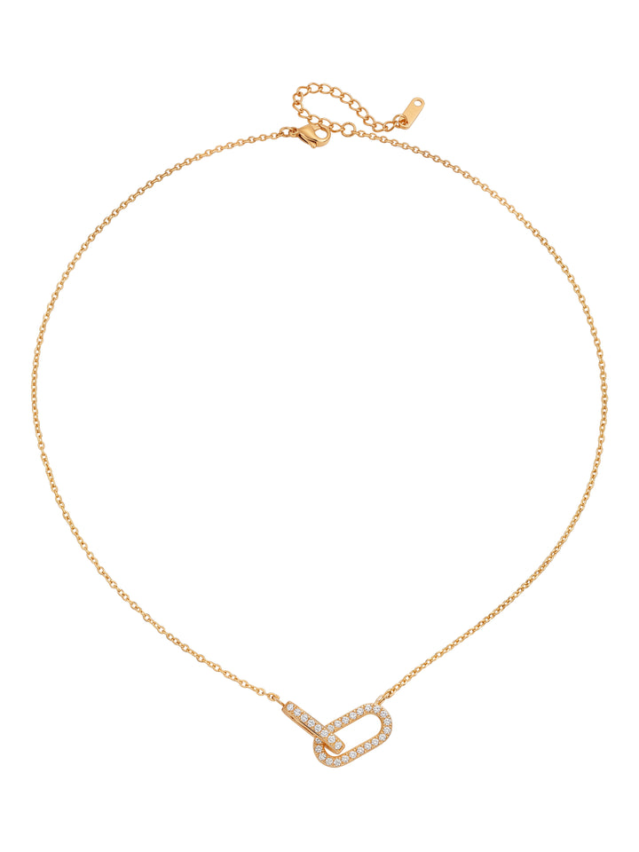 Collar Doble Dije Rectangular Zirconias Enlazado