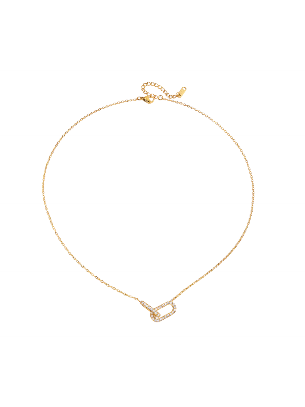 Collar Doble Dije Rectangular Zirconias Enlazado