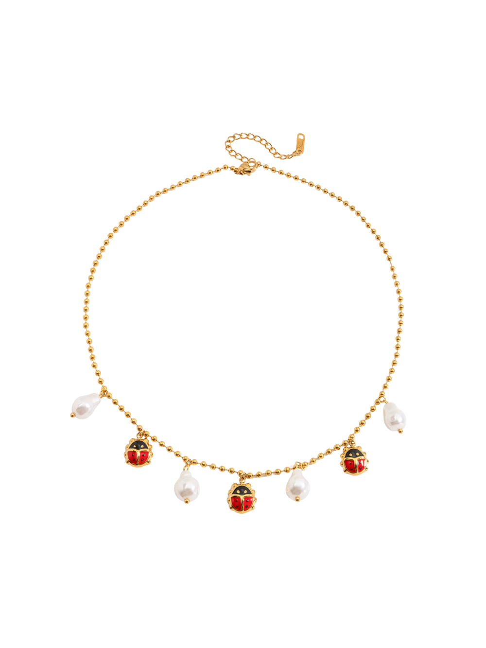 Collar Bolitas Dijes Perlas y Catarinas