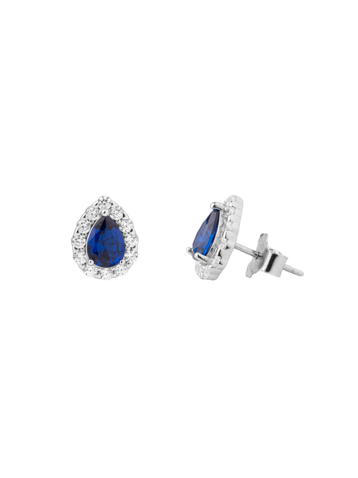 Par Arete Plateado Mini Gota Baguette Con Zirconias